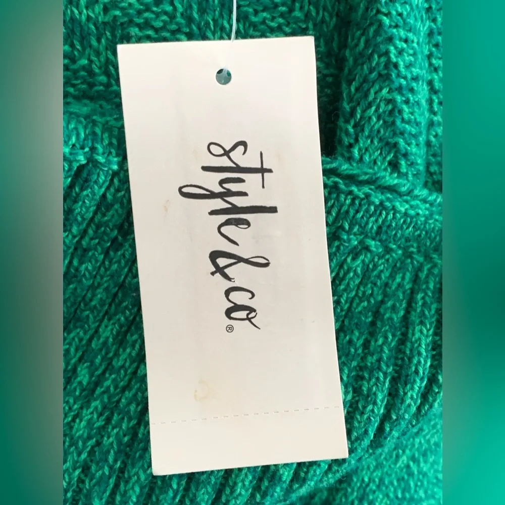 STYLE & CO Women’s Green Marled Asymmetrical Cowl Neck Sweater Size: XXL